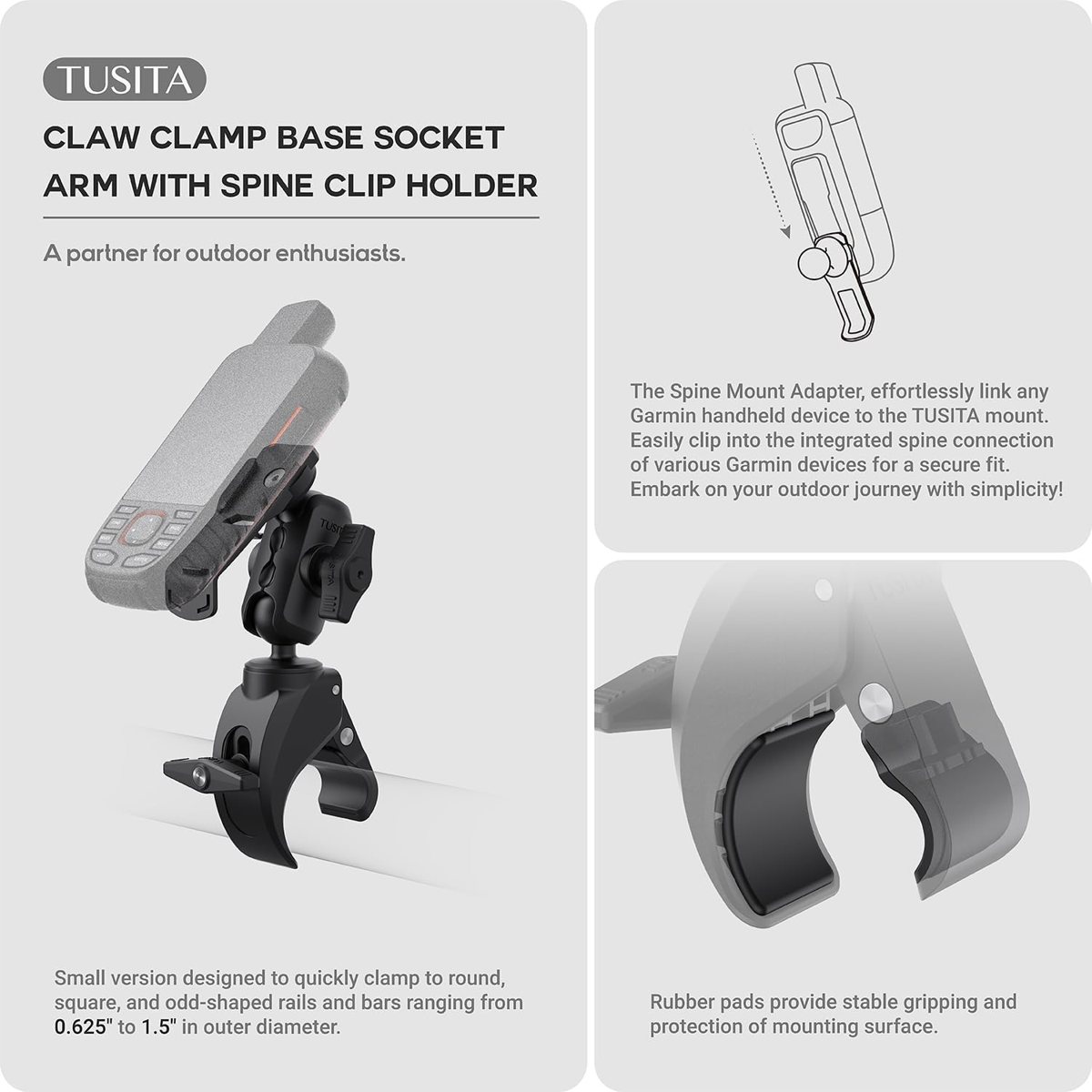 ATV & UTV Claw Clamp Mount for Garmin Handheld GPS — view 2