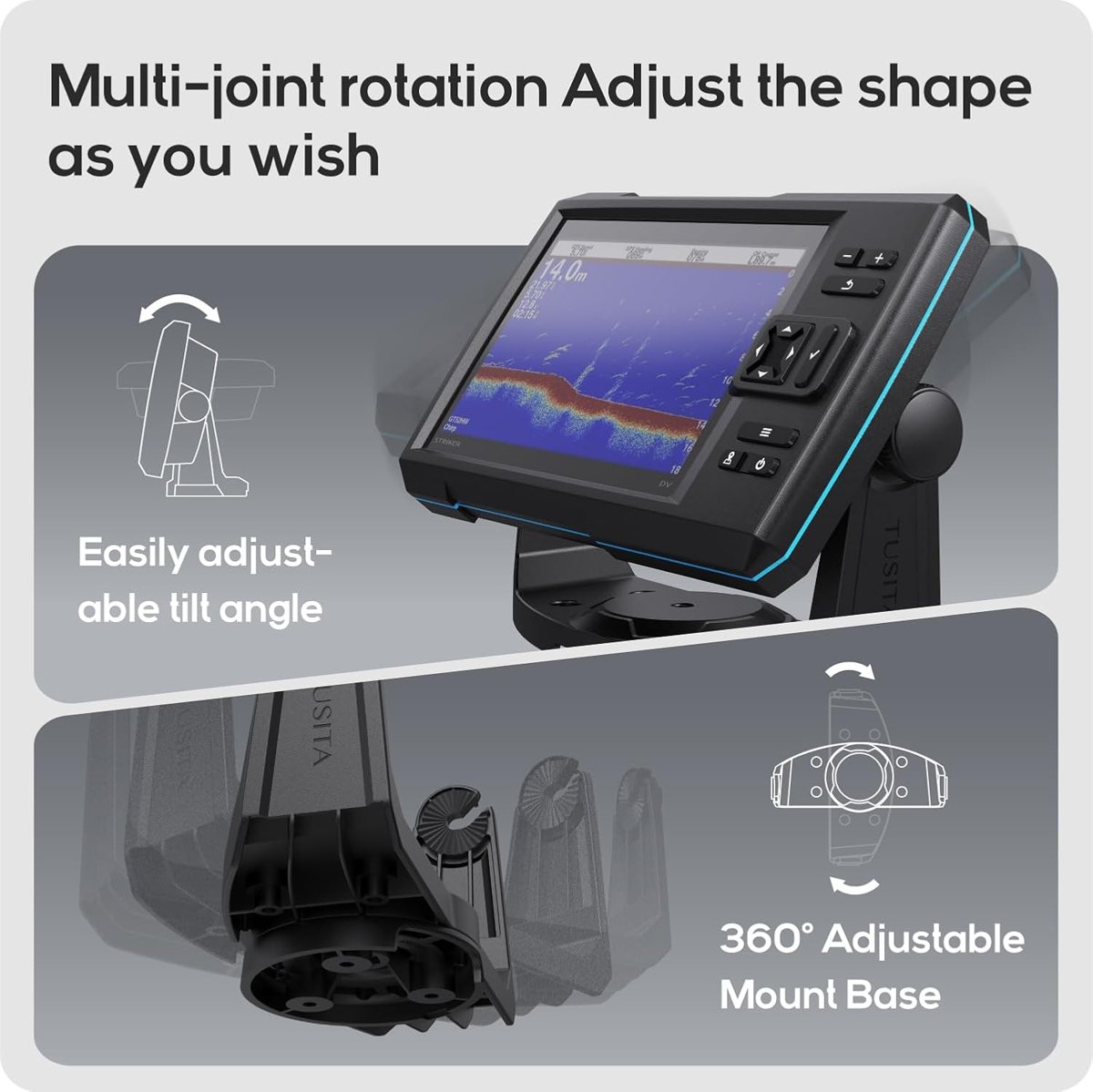 Fish Finder Tilt & Swivel Gimbal Mount for Garmin Striker & ECHOMAP — view 4