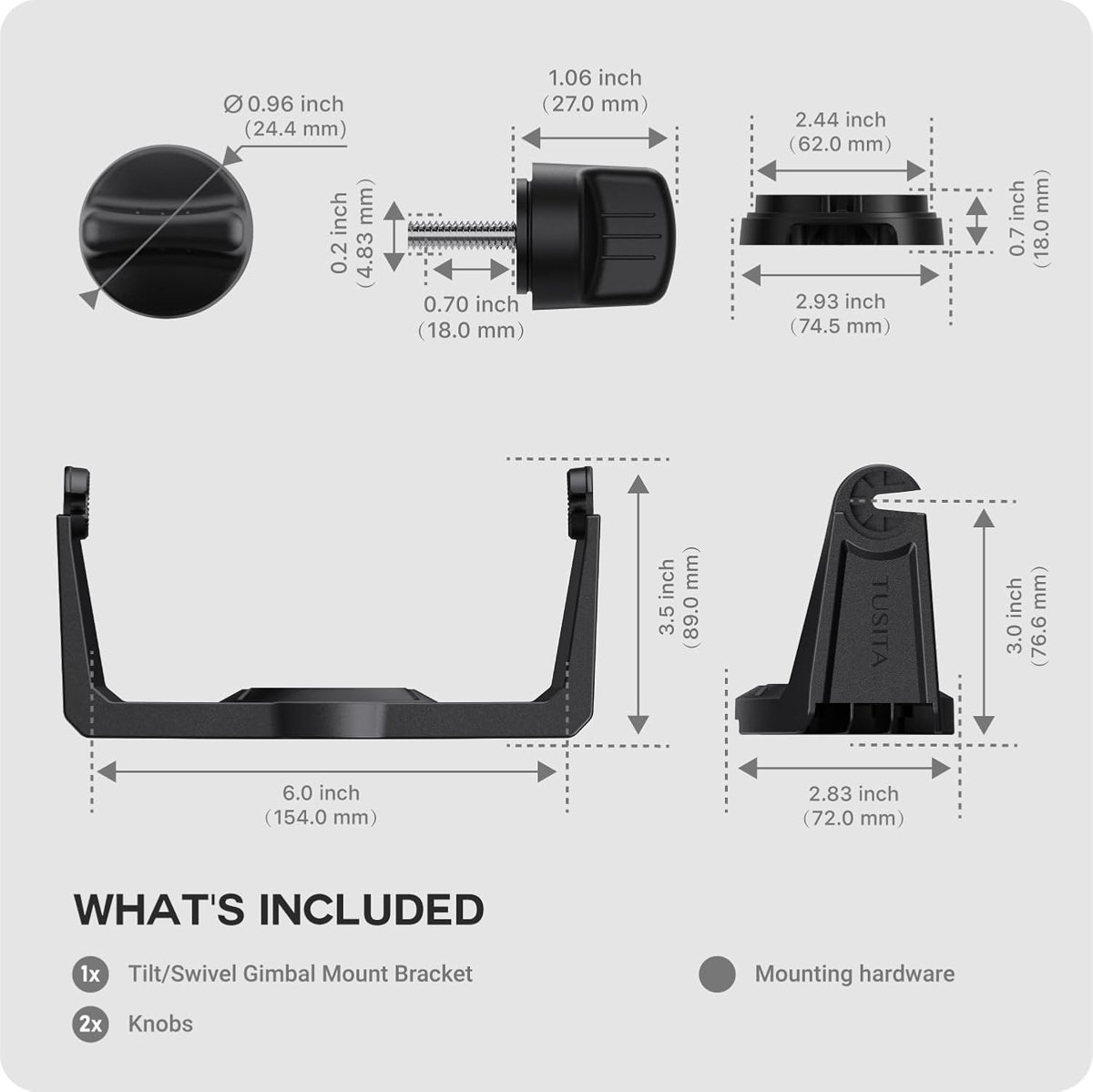Gimbal Mount Bracket & Knobs for Humminbird HELIX 7 — view 3
