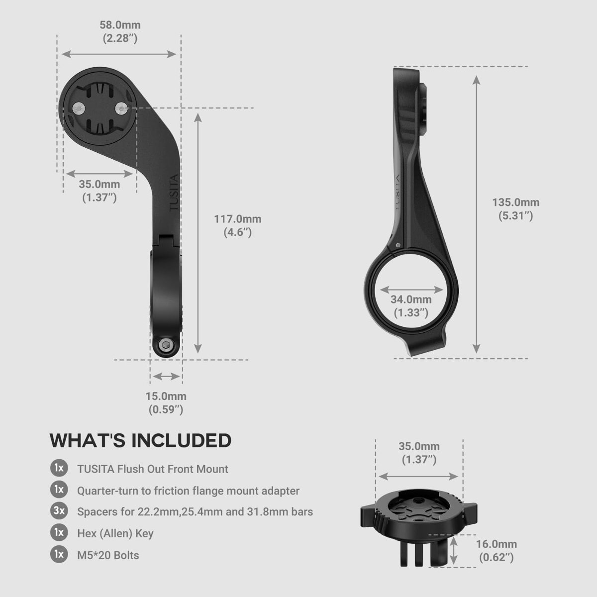 Flush Out Front Mount for Wahoo ELEMNT — view 3
