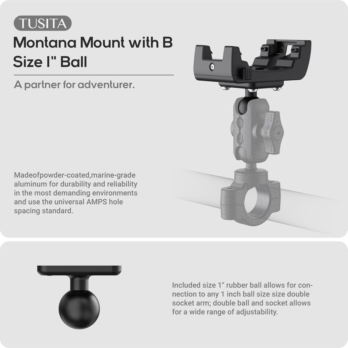 GPS Holder with 1″ Ball for Garmin Montana 700 Series — view 2