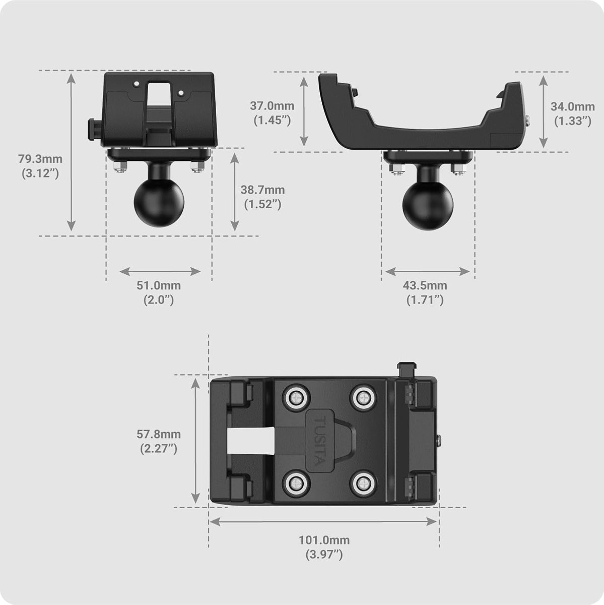 GPS Holder with 1″ Ball for Garmin Montana 700 Series — view 3