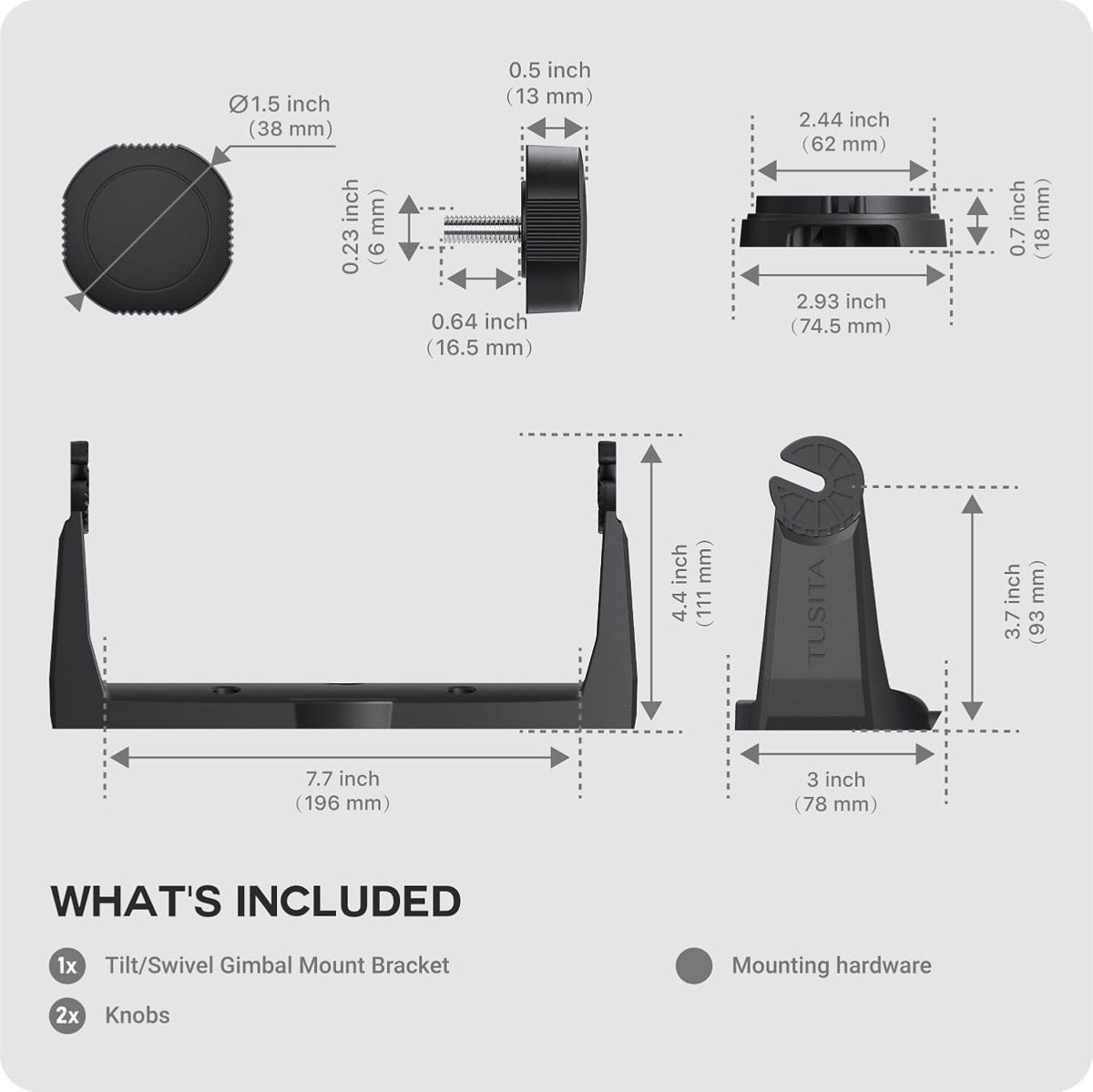 Gimbal Mount Bracket & Knobs for Lowrance HOOK2 / HOOK Reveal 7 — view 3