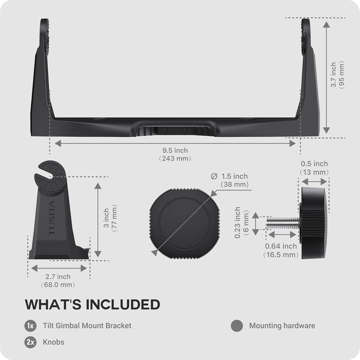 Gimbal Mounting Bracket & Knobs for Lowrance HOOK2 / HOOK Reveal 9 — view 3