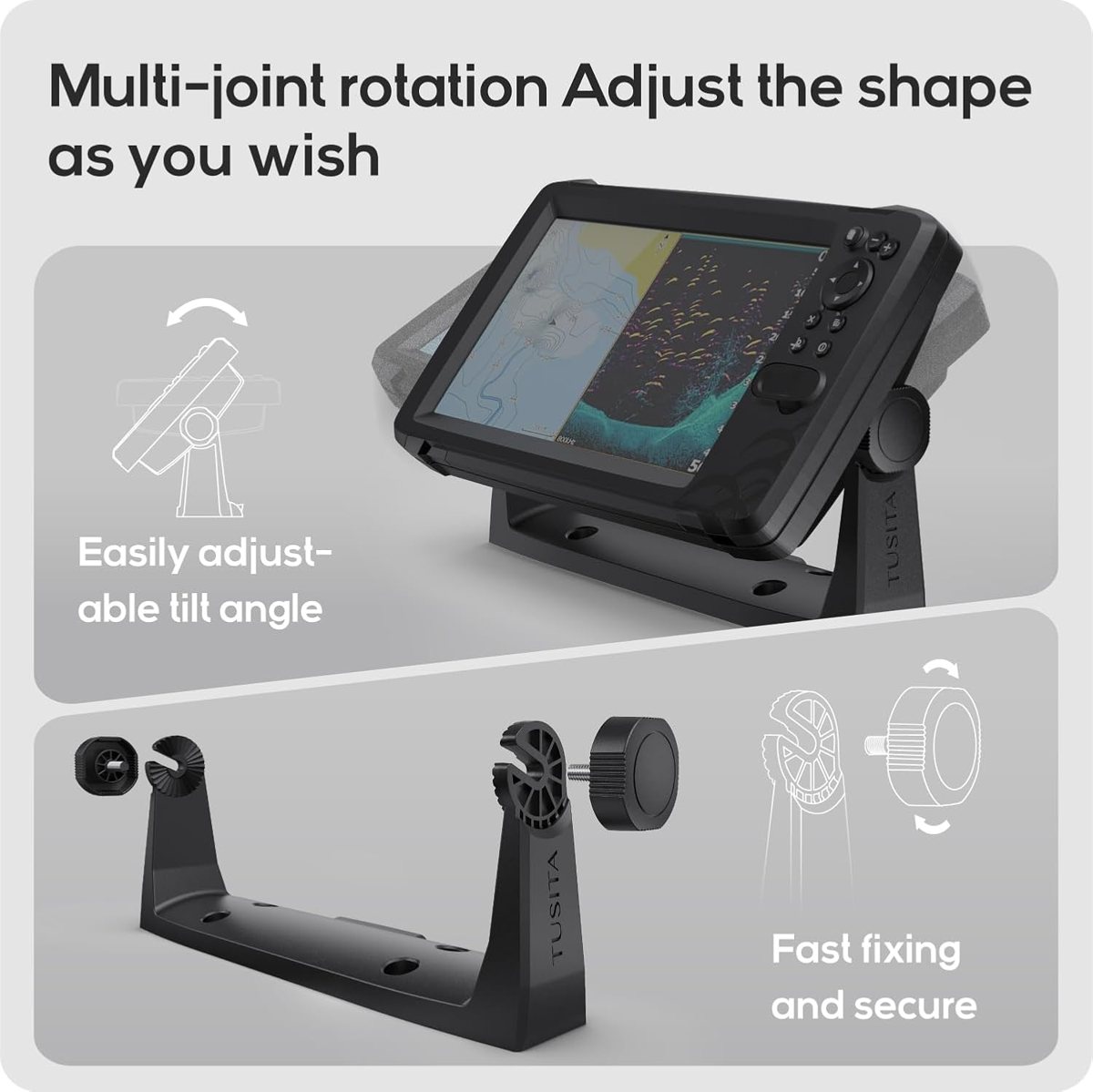 Gimbal Mounting Bracket & Knobs for Lowrance HOOK2 / HOOK Reveal 9 — view 4