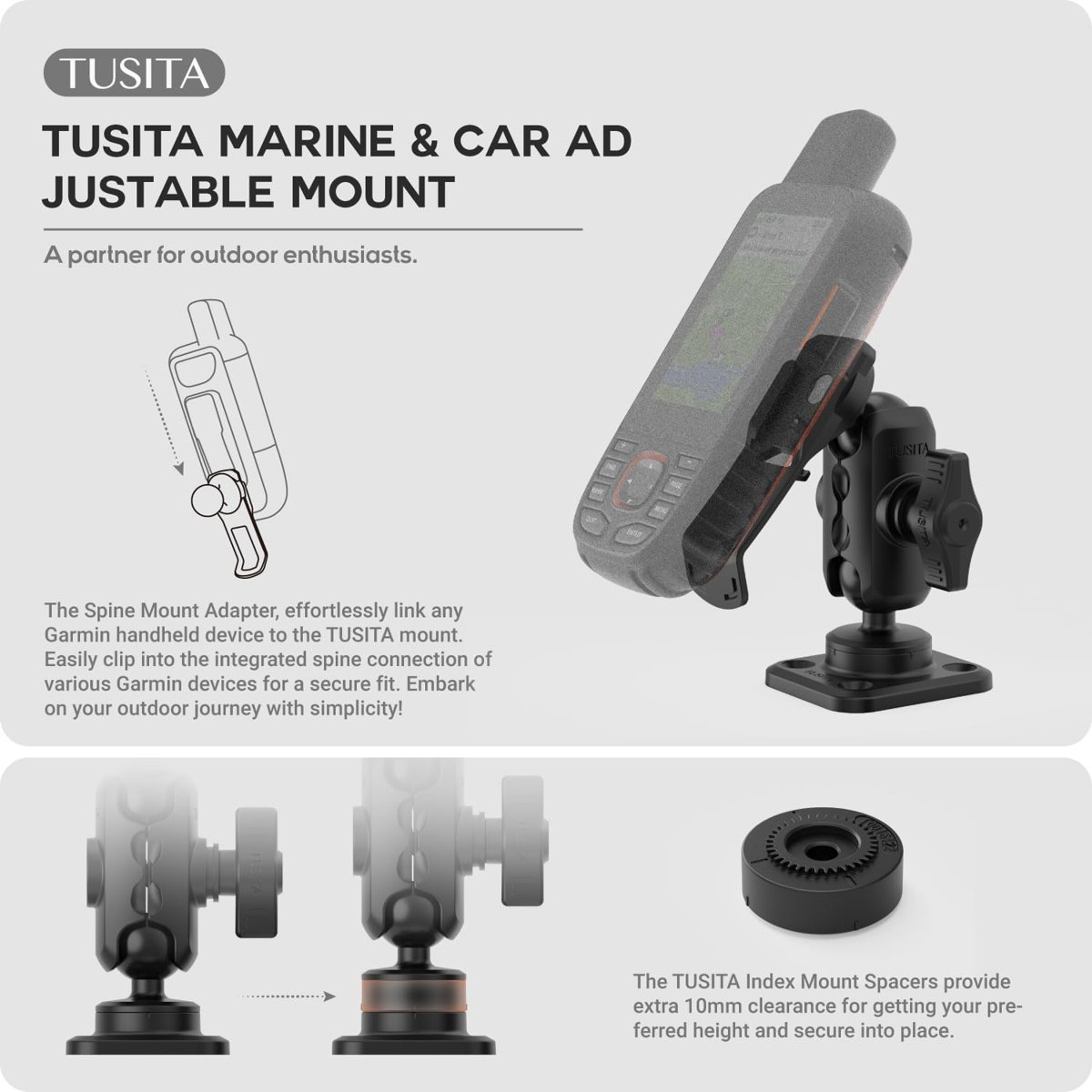 Marine & Car Adjustable Mount for Garmin Handhelds — view 2