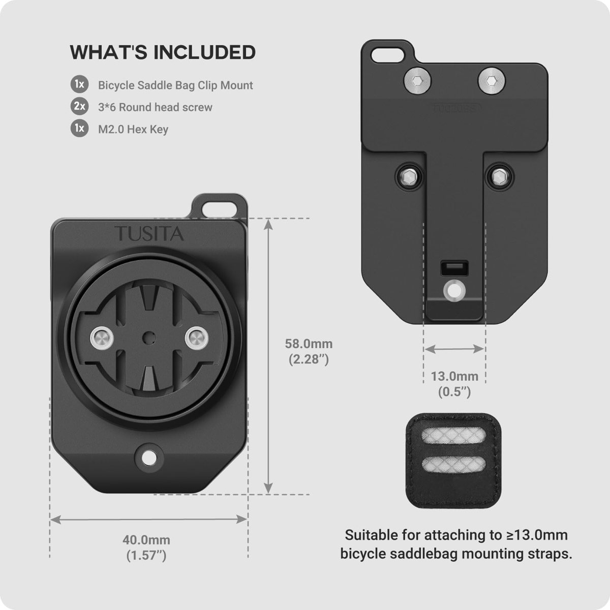 Saddle Bag Clip Mount for Garmin Varia — Small Slot — view 4
