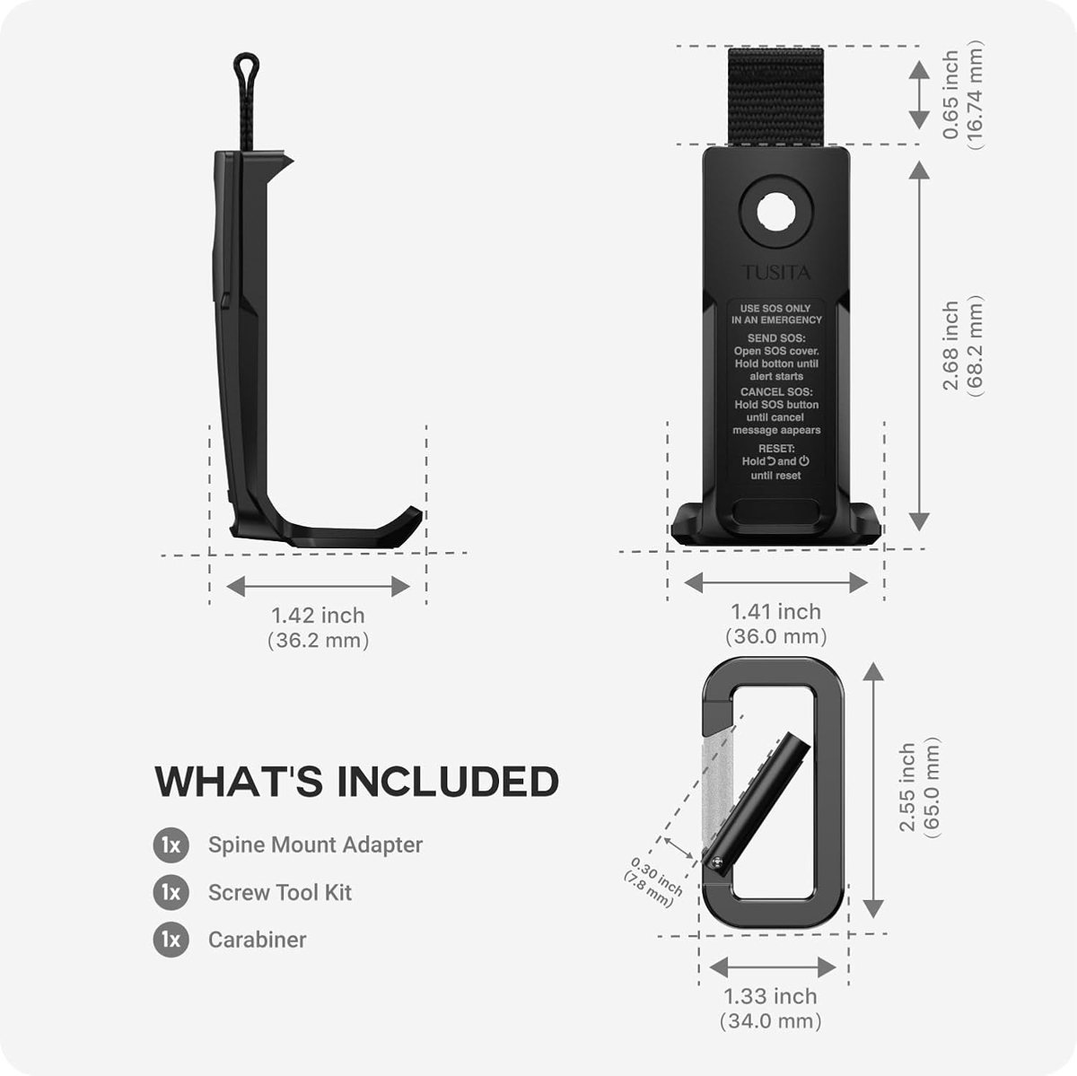 Spine Mount Adapter with Carabiner for inReach Mini 2 — view 4