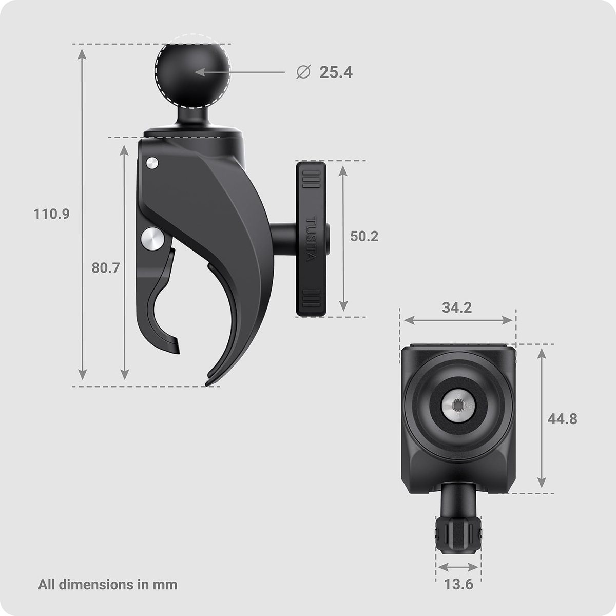 Tough-Claw Small Clamp Base with 1″ Ball — view 3